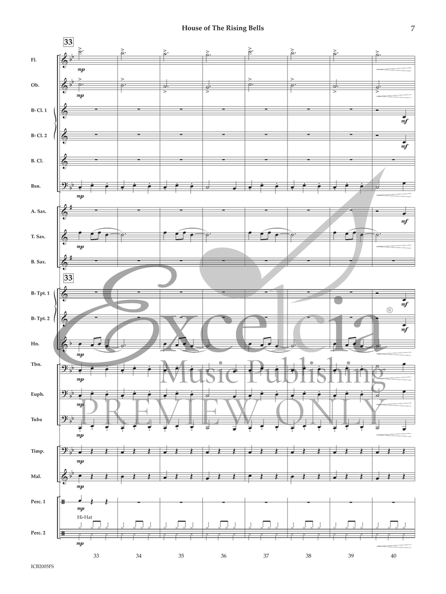 House of the Rising Bells Concert Band scores gallery preview page 7