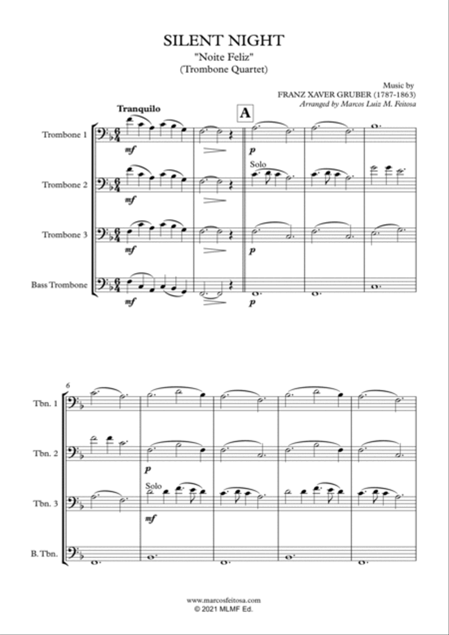 Silent Night - Trombone Quartet Silent Night - Trombone Quartet Trombone Quartet scores gallery preview page 3