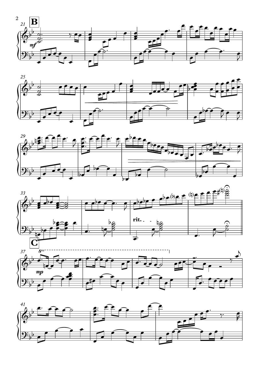 Summer sunset Piano Solo scores gallery preview page 2