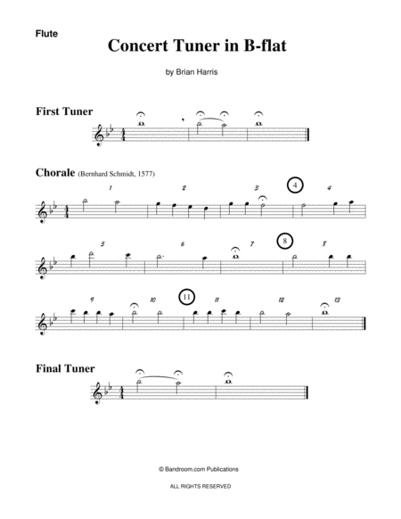 CONCERT TUNER IN B-FLAT (young concert band warm up; very easy; score, parts & license) image number null
