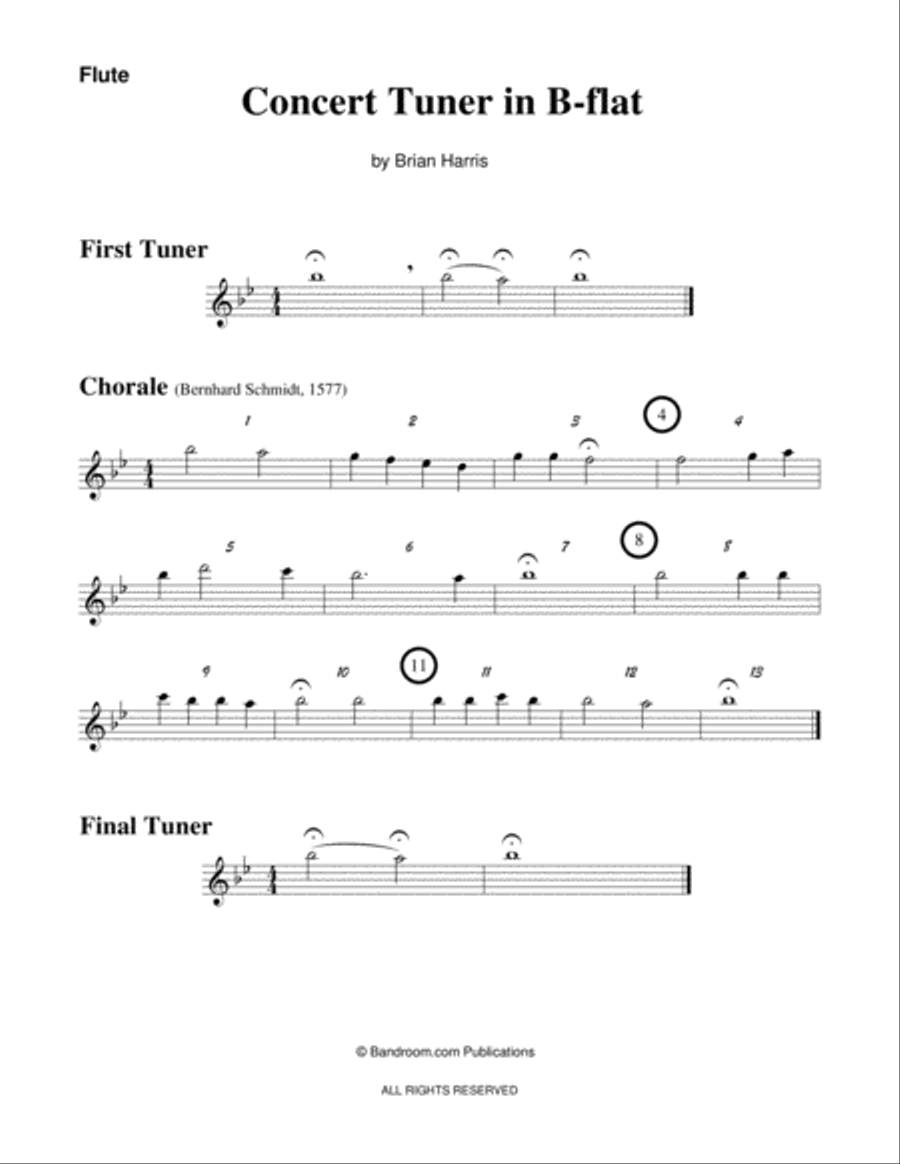 CONCERT TUNER IN B-FLAT (young concert band warm up; very easy; score, parts & license) image number null