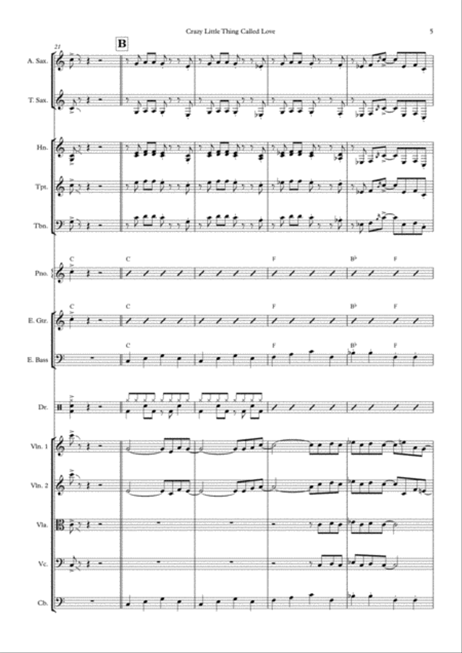 Crazy Little Thing Called Love Large Ensemble scores gallery preview page 5
