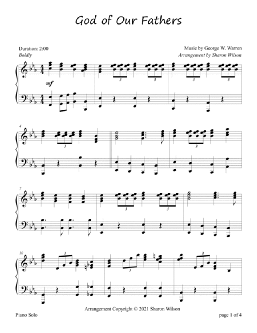 God of Our Fathers Piano Solo scores gallery preview page 2