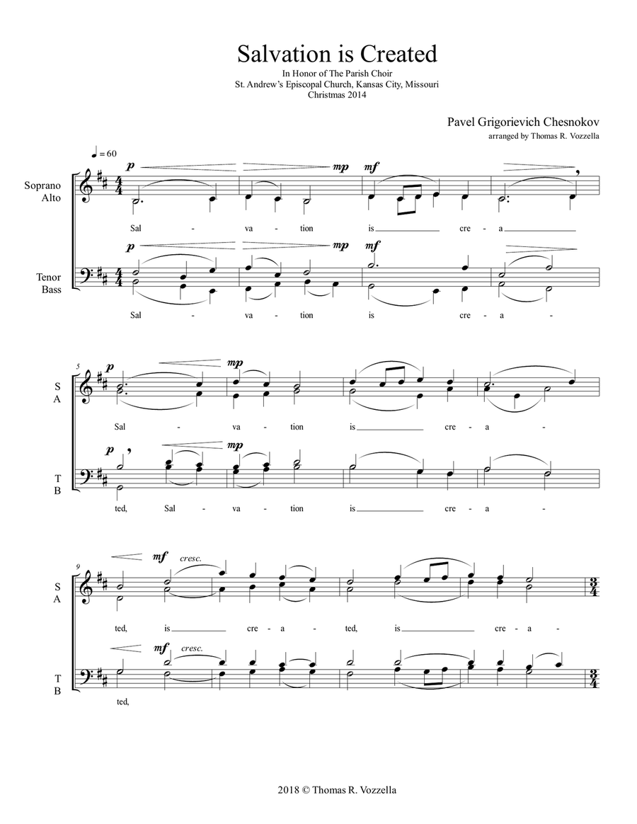 Salvation Is Created (SATB)