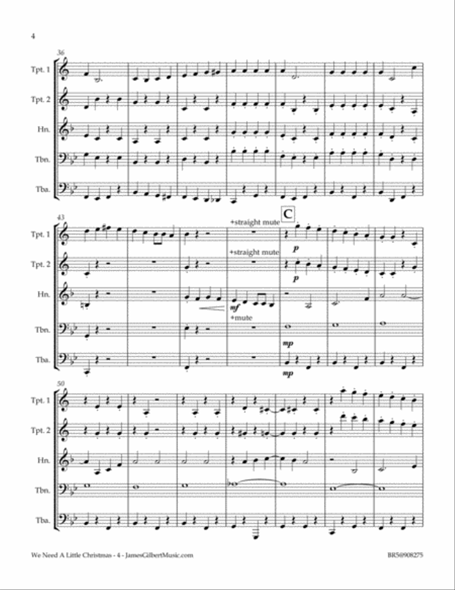 We Need A Little Christmas Brass Ensemble scores gallery preview page 4