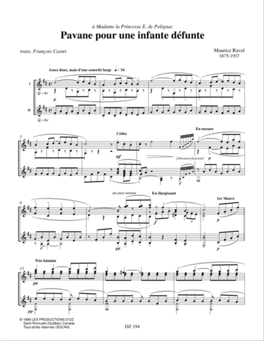 Pavane pour une infante défunte Classical Guitar scores gallery preview page 3