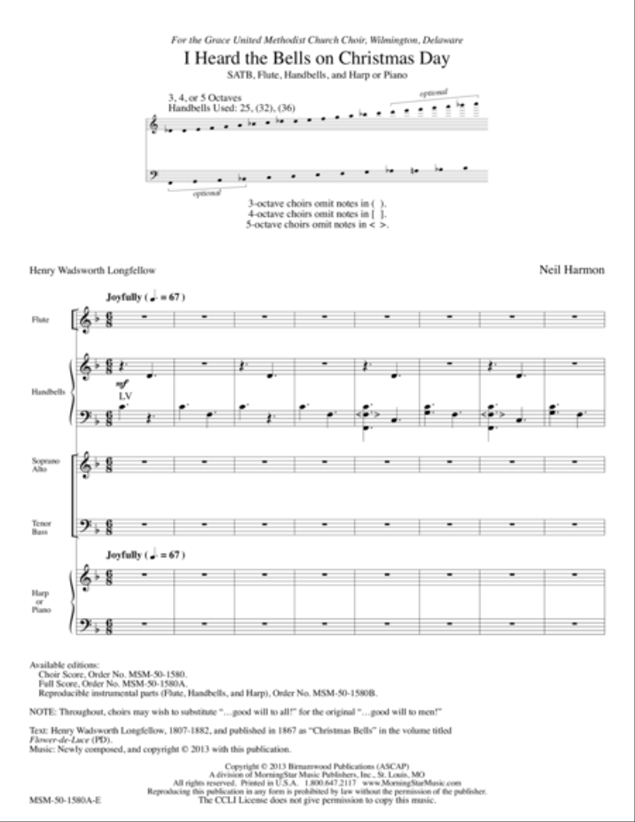 I Heard the Bells on Christmas Day Choir scores gallery preview page 1