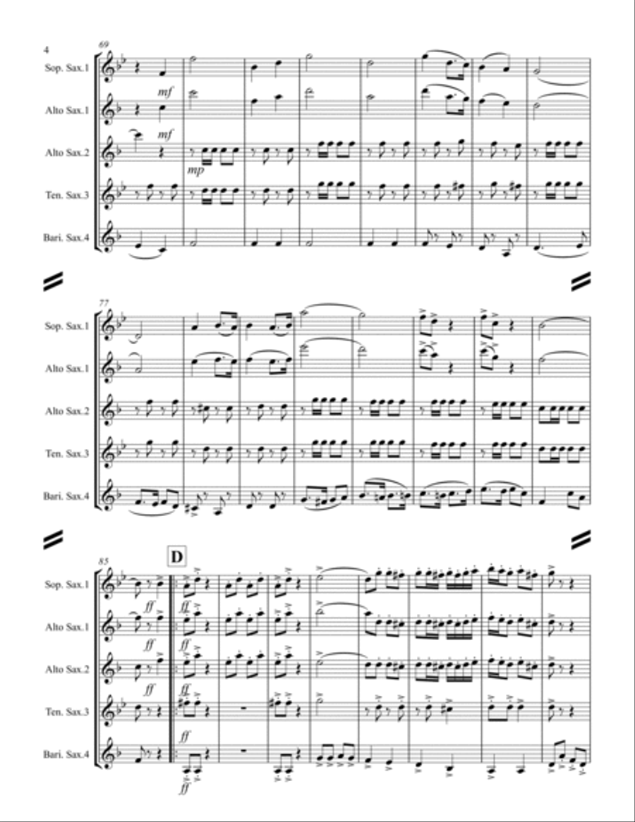 March – The Fairest of the Fair (for Saxophone Quartet SATB or AATB) Saxophone Quartet scores gallery preview page 5