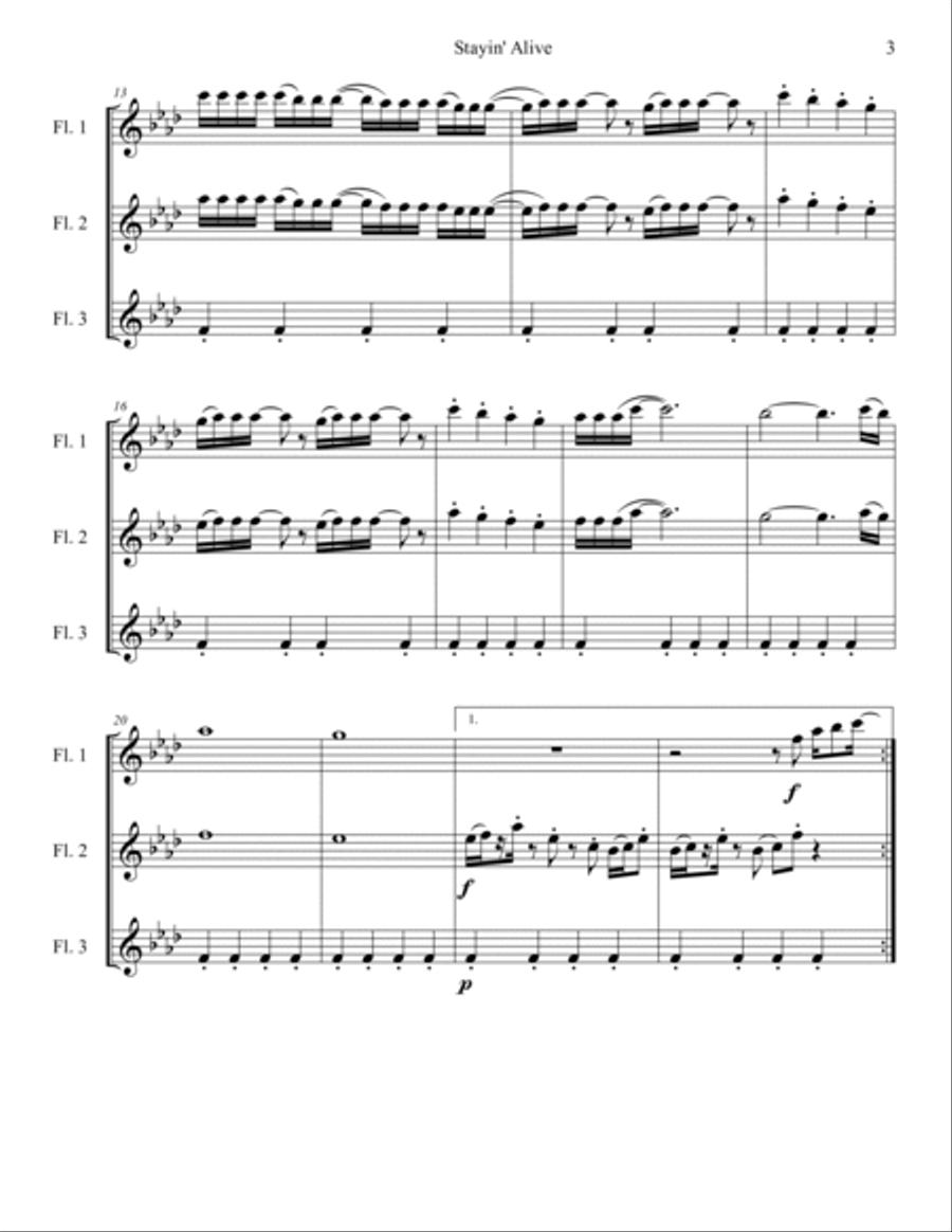 Stayin' Alive - Score Only Woodwind Trio scores gallery preview page 3