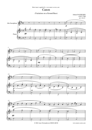 Book cover for Pachelbel's Canon - Alto Sax and Piano - F