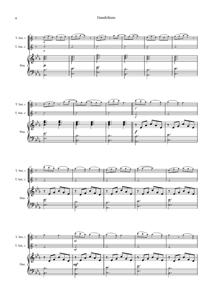 Dandelions Woodwind Duet scores gallery preview page 4