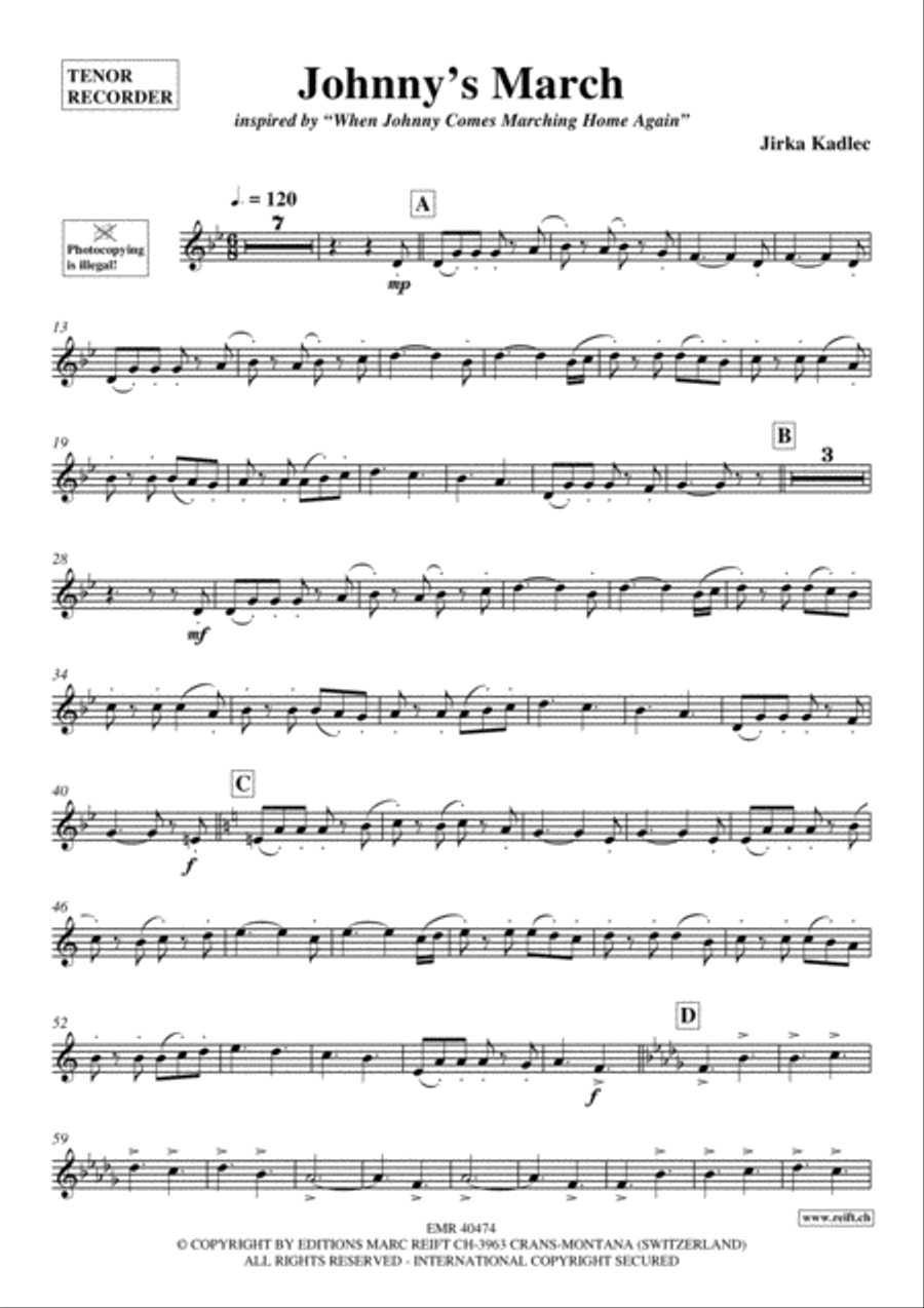 Johnny's March Tenor Recorder scores gallery preview page 2