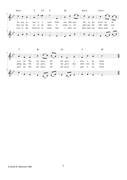 The Ash Grove for 2 voices and guitar chords image number null