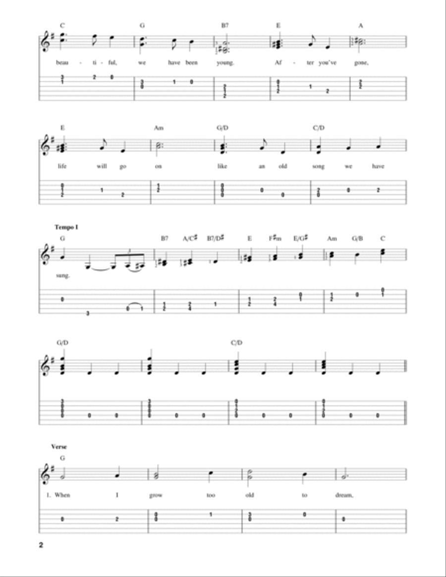 When I Grow Too Old To Dream Guitar Tablature scores gallery preview page 2