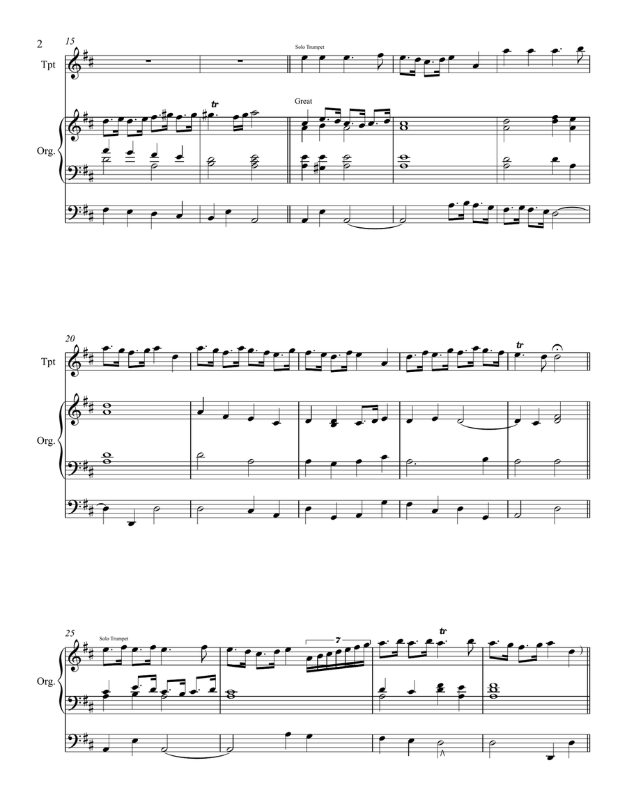 Purcell -Trumpet Tune in D - Trumpet and Organ Purcell -Trumpet Tune in D - Trumpet and Organ Trumpet Duet scores gallery preview page 3