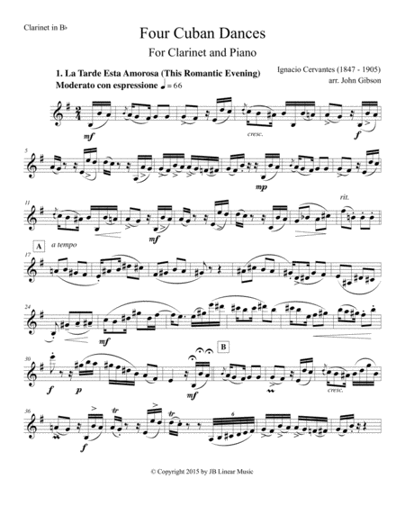 4 Cuban Dances by Cervantes for Clarinet and Piano image number null