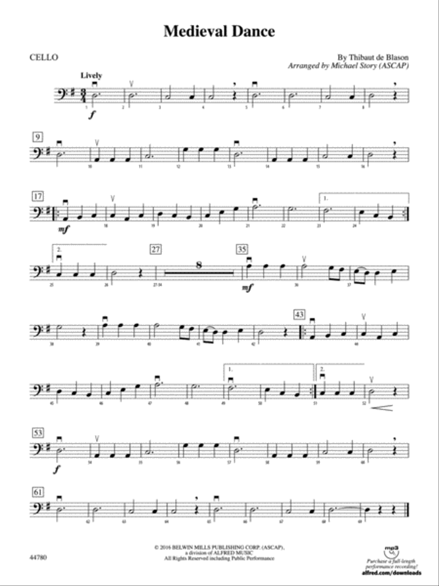 Medieval Dance: Cello String Orchestra scores gallery preview page 1