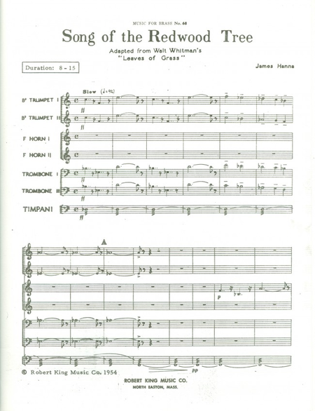 Song Of The Redwood Tree - Brass Sextet/Timpani/Narrator