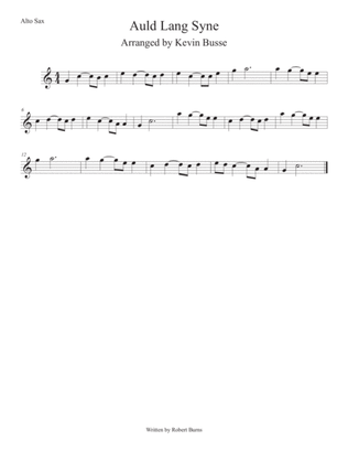 Auld Lang Syne (Easy key of C) Alto Sax