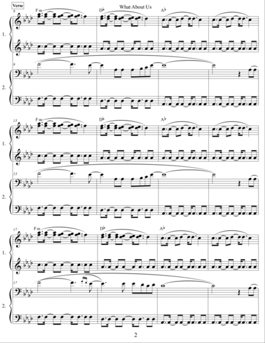 What About Us 1 Piano, 4-Hands scores gallery preview page 2