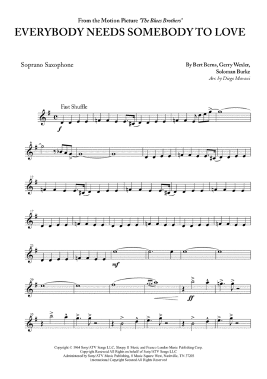 Everybody Needs Somebody To Love Woodwind Quartet scores gallery preview page 1