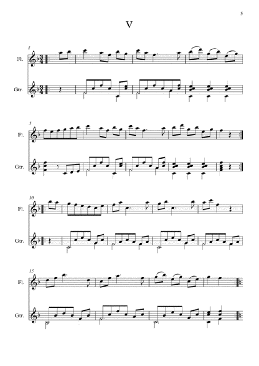 12 Walzes for Flute and Guitar duet Flute scores gallery preview page 6