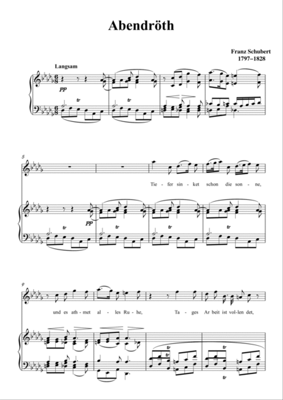 Schubert-Abendröth in bD for Vocal and Piano Voice scores gallery preview page 2