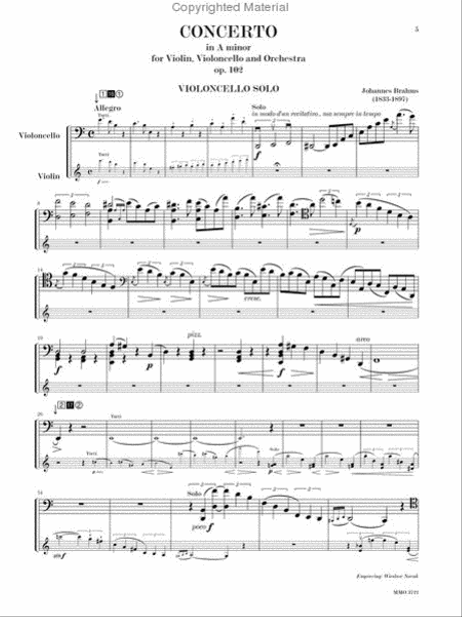 Brahms - Double Concerto for Violoncello, Violin & Orchestra in A minor, Op. 102 Violin scores gallery preview page 2