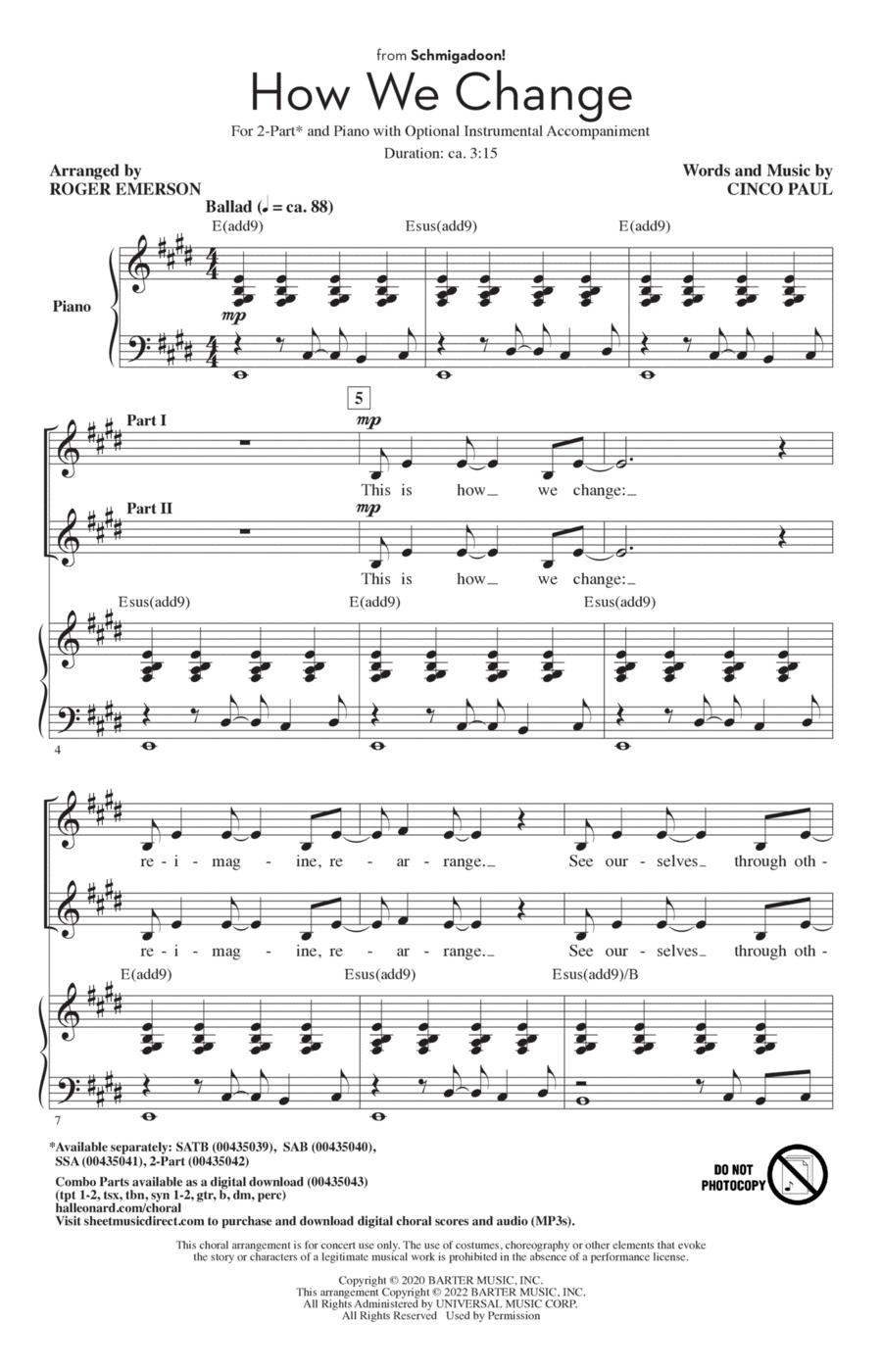 How We Change (Schmigadoon Finale) (from Schmigadoon!) (arr. Roger Emerson) 2-Part scores gallery preview page 1