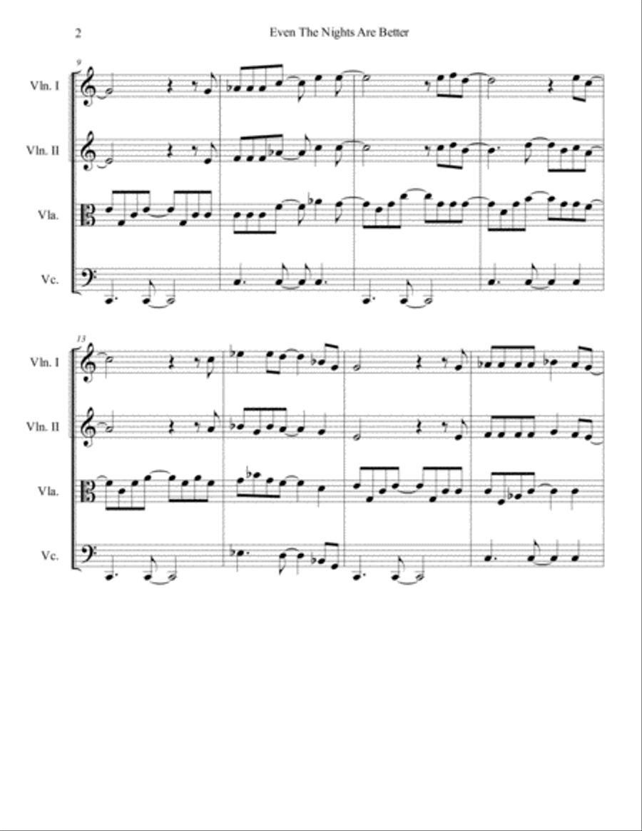 Even The Nights Are Better String Quartet scores gallery preview page 2