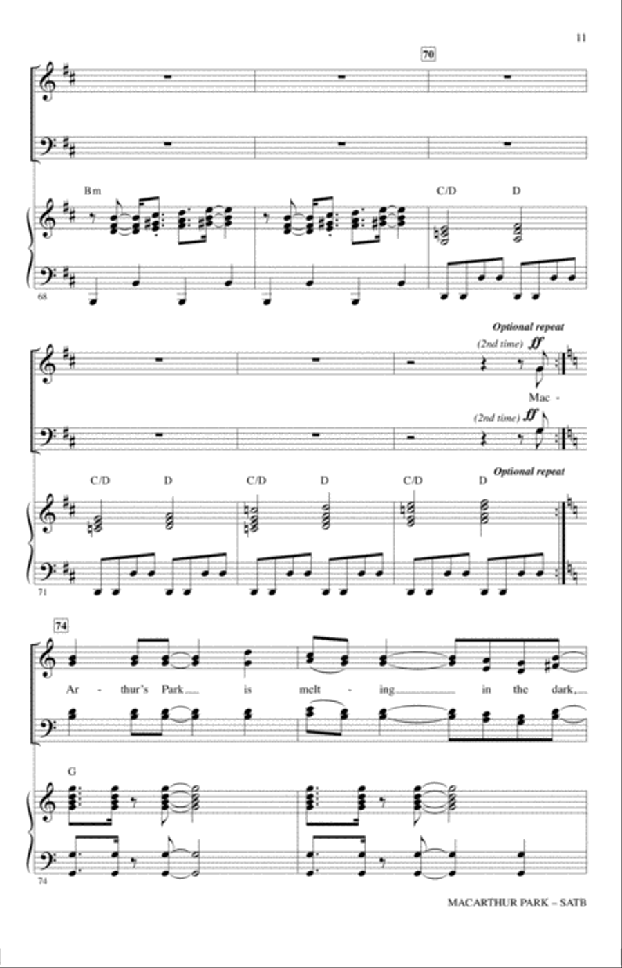 MacArthur Park (arr. Mark Brymer) 4-Part scores gallery preview page 10