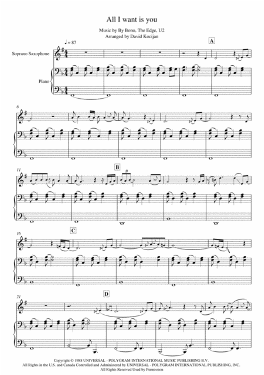 All I Want Is You Soprano Saxophone scores gallery preview page 2
