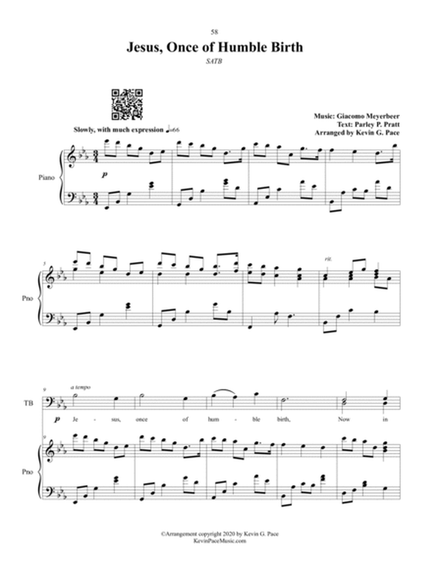 Jesus, Once of Humble Birth - SATB choir with piano accompaniment image number null