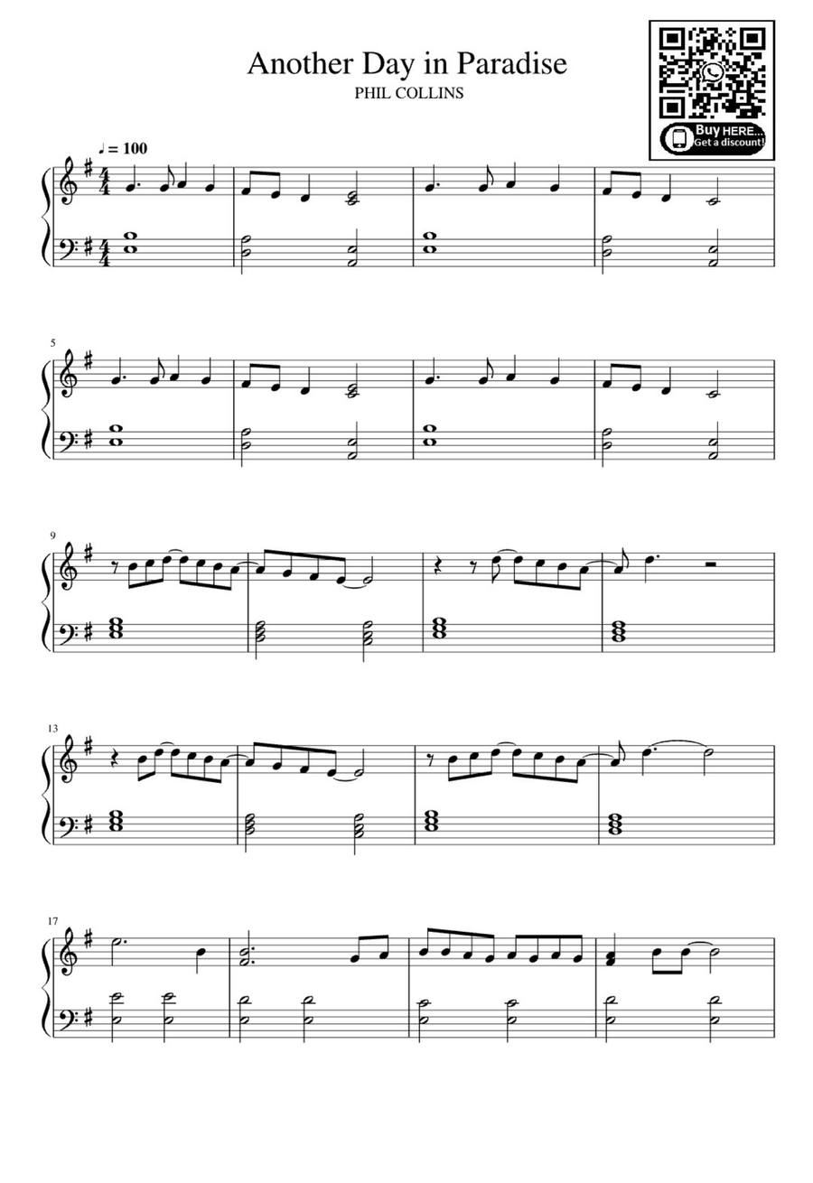 Another Day In Paradise Easy Piano scores gallery preview page 1