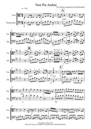 Non Più Andrai for Viola and Double Bass Duet