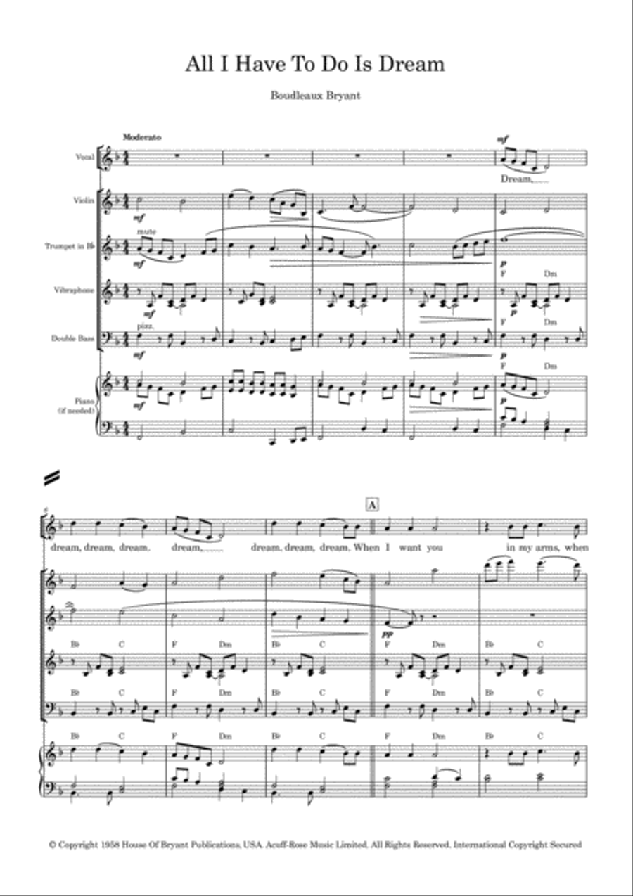 All I Have To Do Is Dream Small Ensemble scores gallery preview page 1