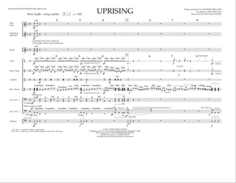 Uprising - Percussion Score Marching Band scores gallery preview page 1