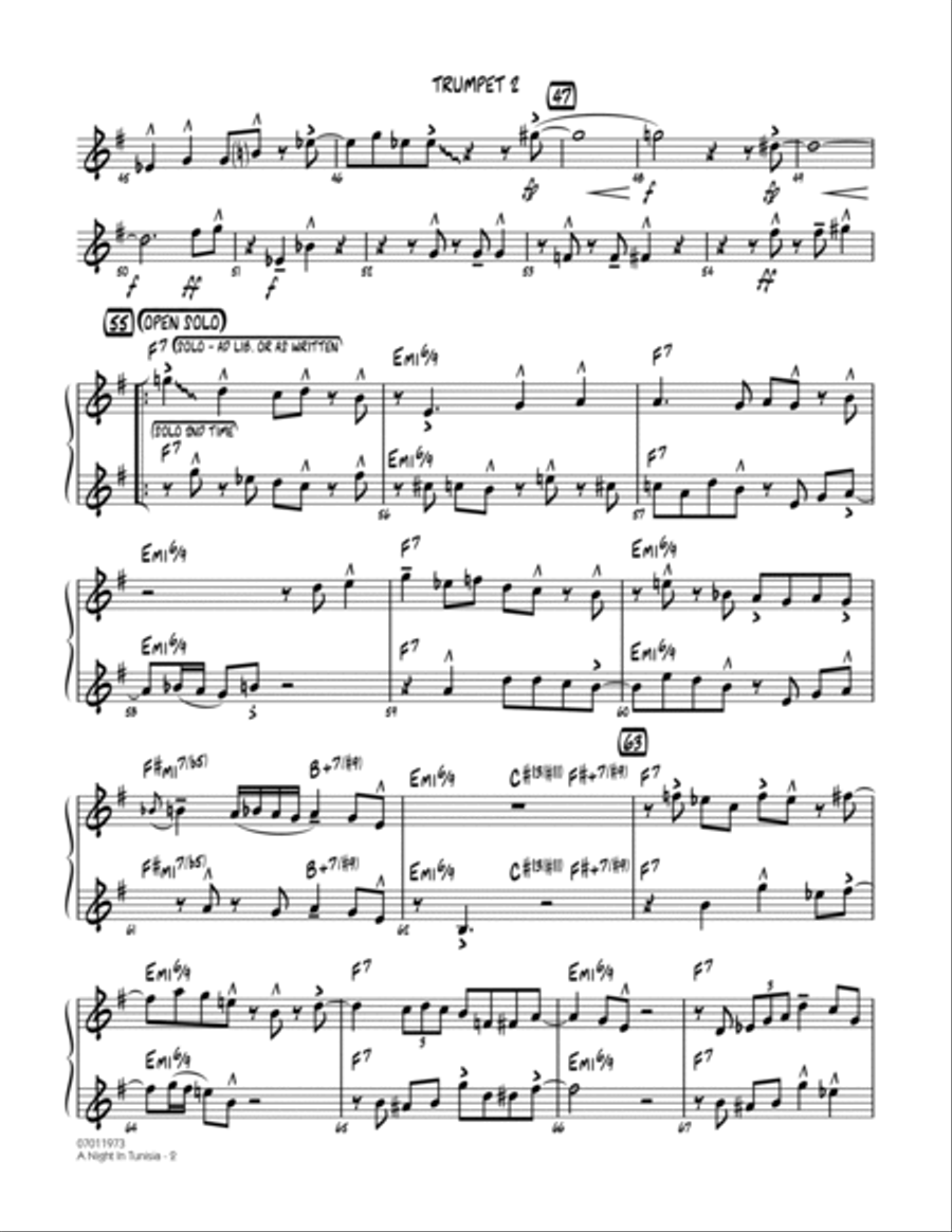 A Night In Tunisia - Trumpet 2 Jazz Ensemble scores gallery preview page 2