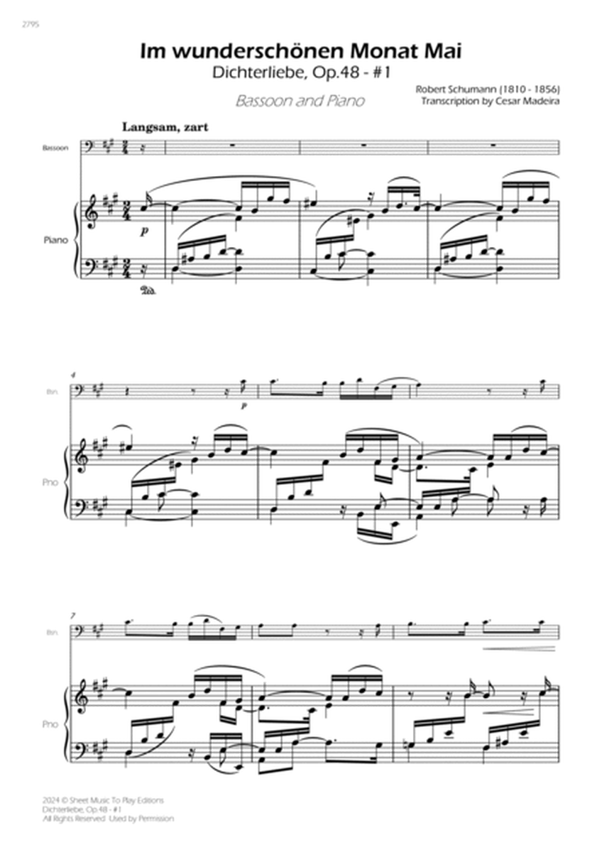 Dichterliebe, Op.48 No.1 - Bassoon and Piano (Full Score and Parts) image number null