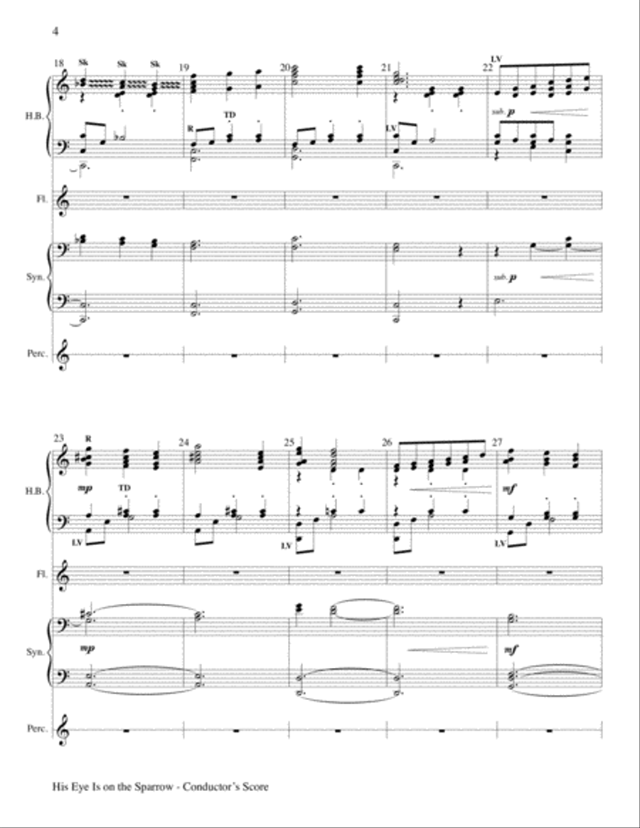 His Eye Is on the Sparrow Handbell Choir scores gallery preview page 4