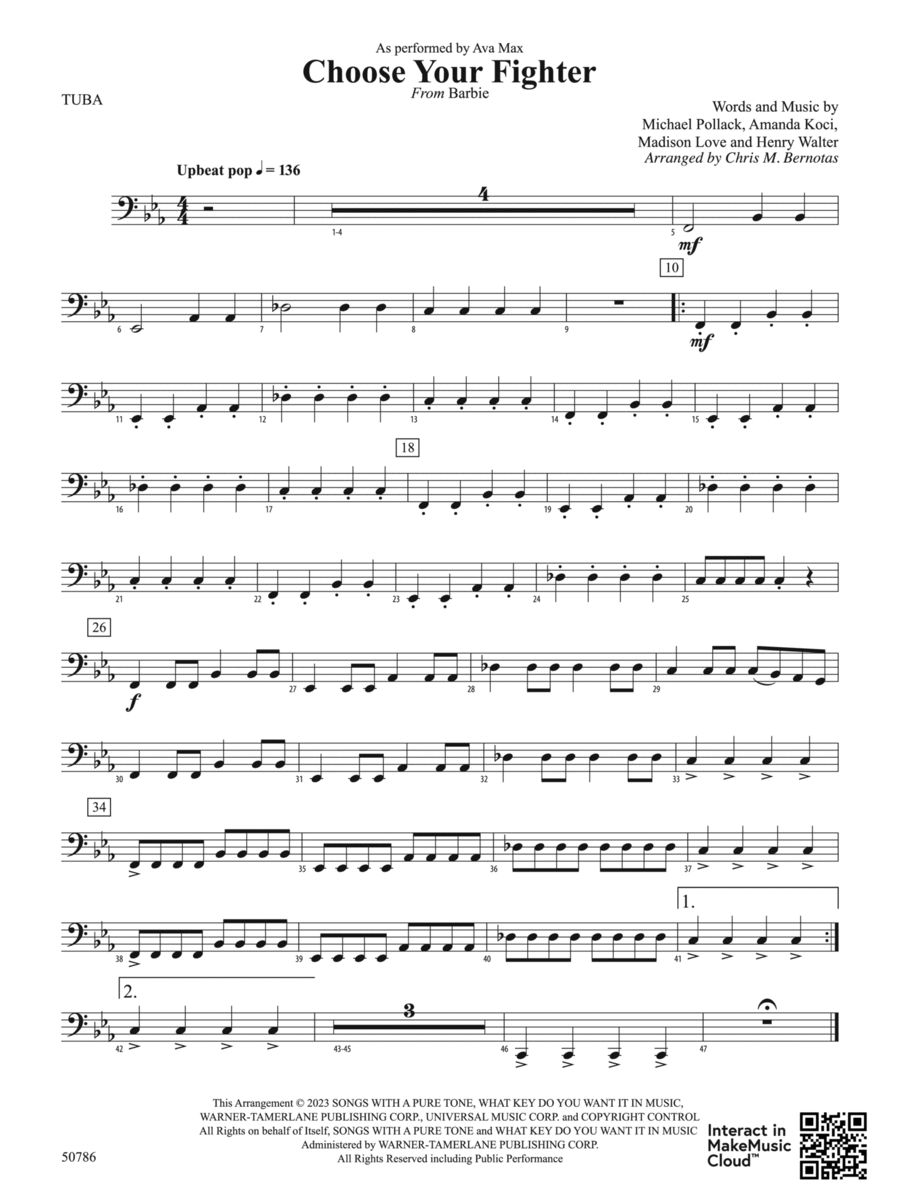 Choose Your Fighter: Tuba Concert Band scores gallery preview page 1