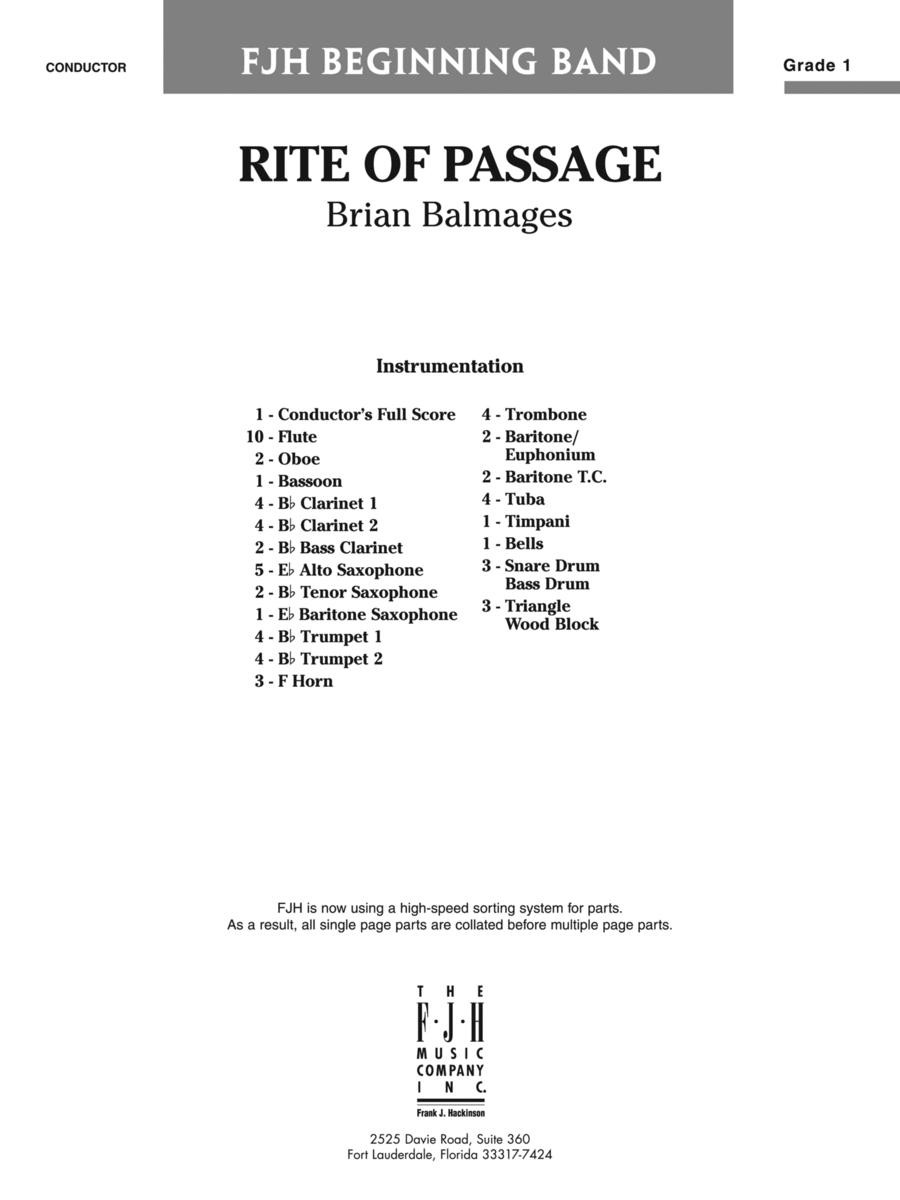 Rite of Passage: Score Concert Band scores gallery preview page 1