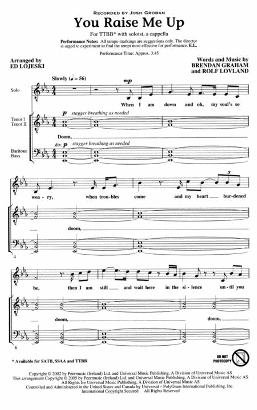 You Raise Me Up TTBB scores gallery preview page 2