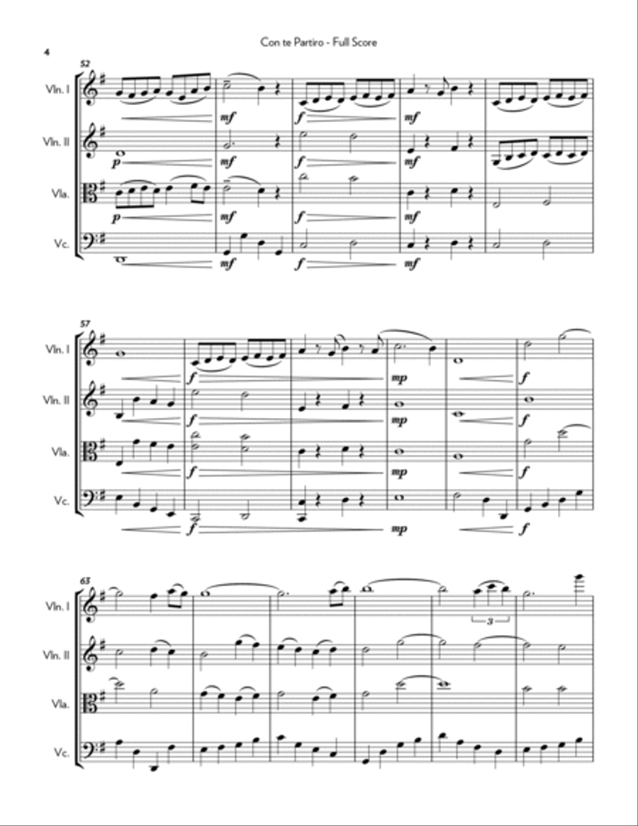 Con Te Partiro (time To Say Goodbye) String Quartet scores gallery preview page 4