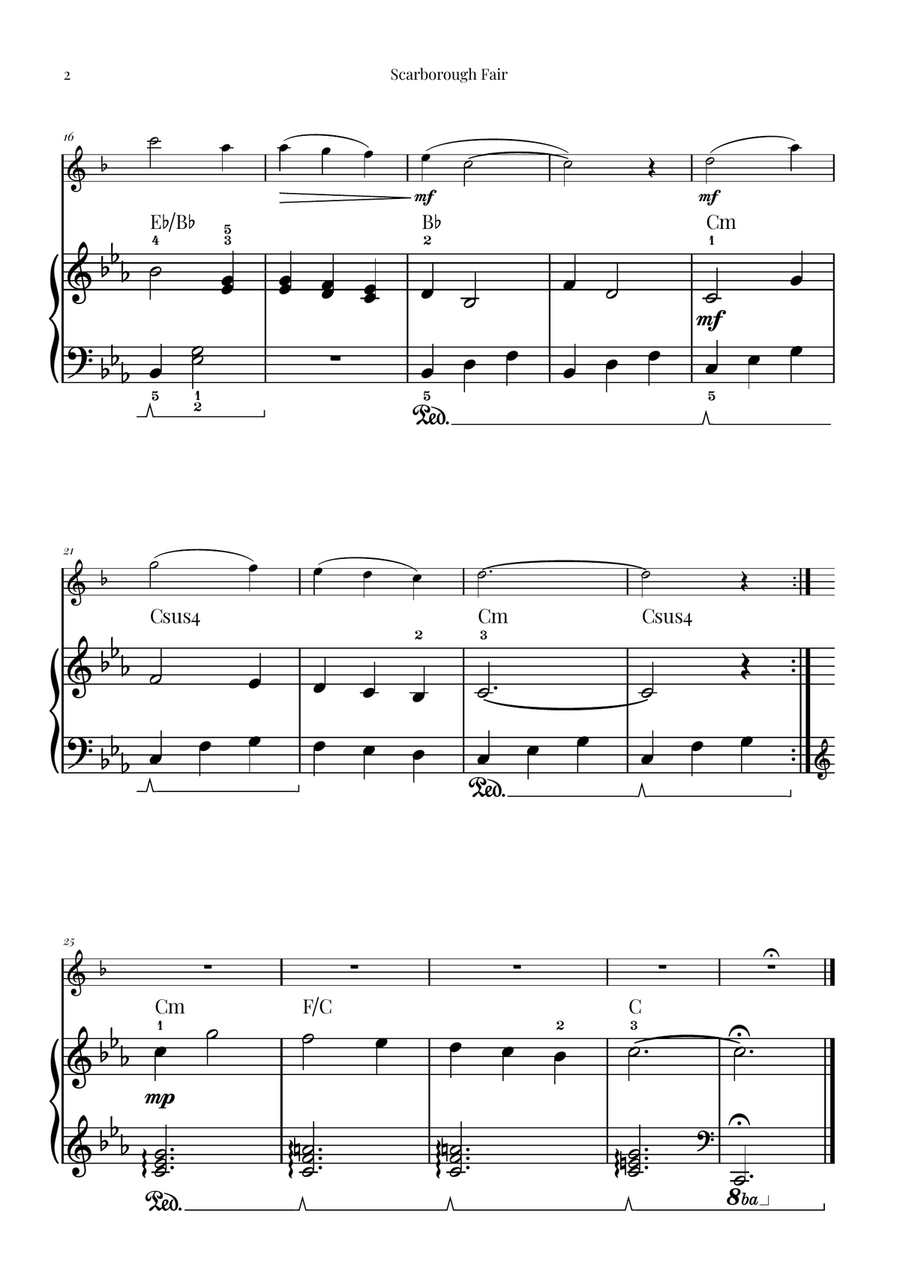 Scarborough Fair Tenor Saxophone scores gallery preview page 2