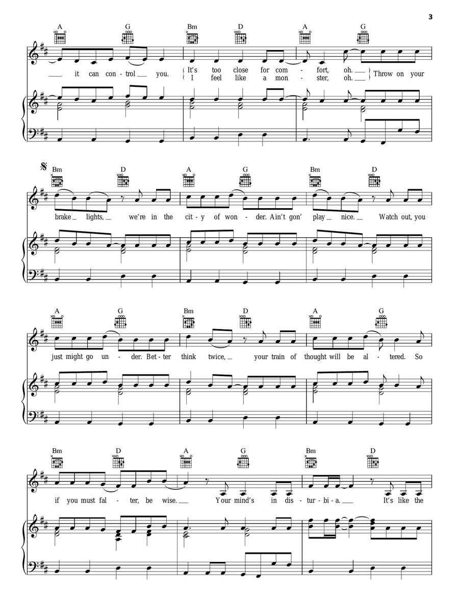 Disturbia Piano, Vocal, Guitar scores gallery preview page 3