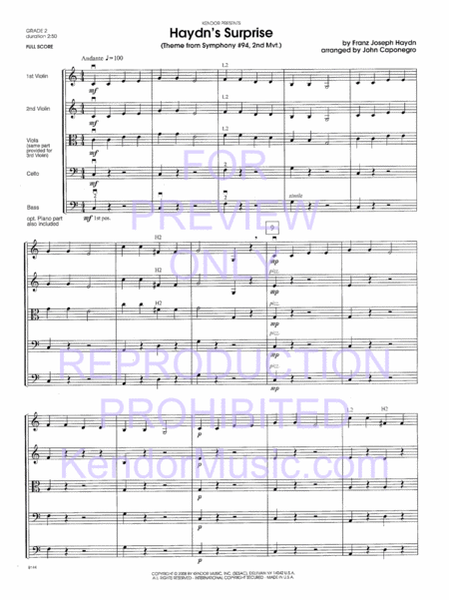 Haydn's Surprise (Theme from Symphony #94, 2nd Mvt.) (Full Score)