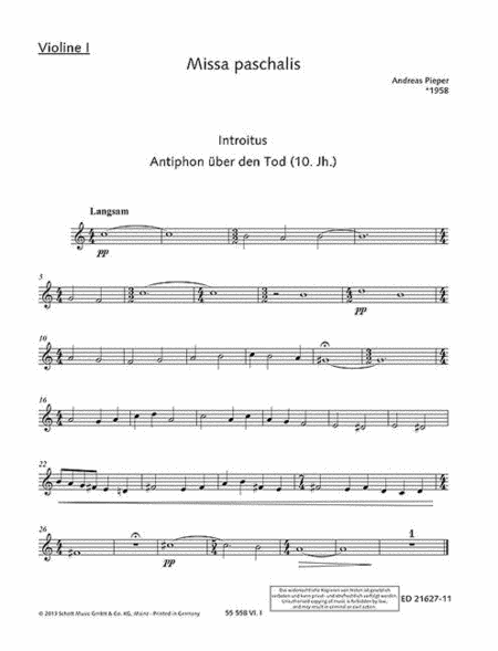 Missa Paschalis Violin 1 Part