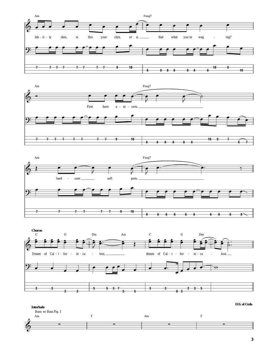Californication Guitar Tablature scores gallery preview page 3