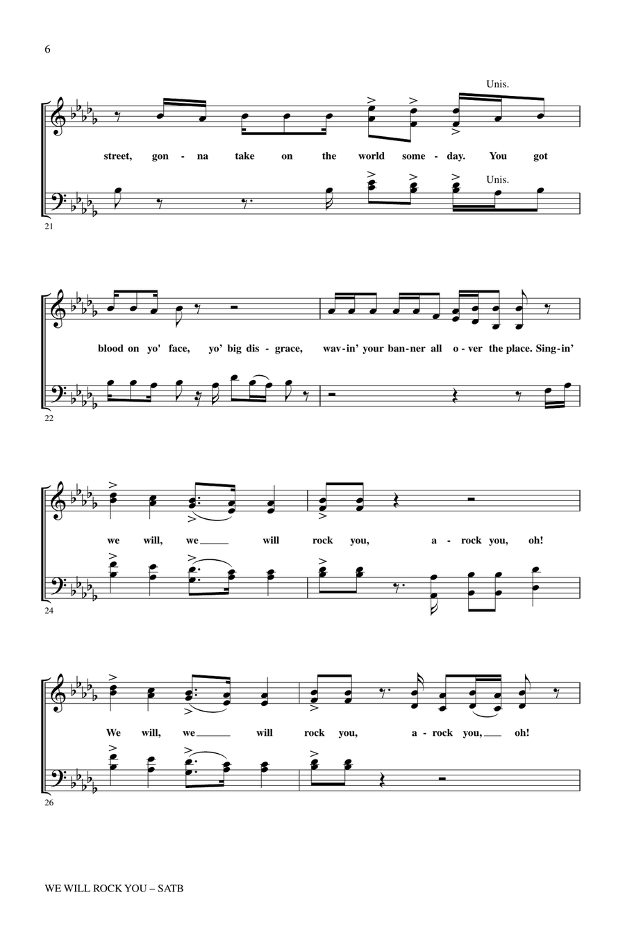 We Will Rock You (arr. Mark Brymer) 4-Part scores gallery preview page 4